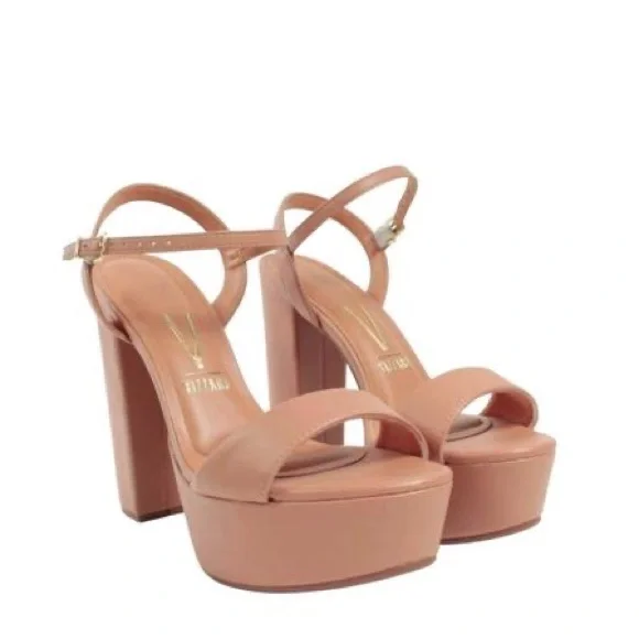 Vizzano Nude Ankle Strap Block Heels - Picture 4 of 7